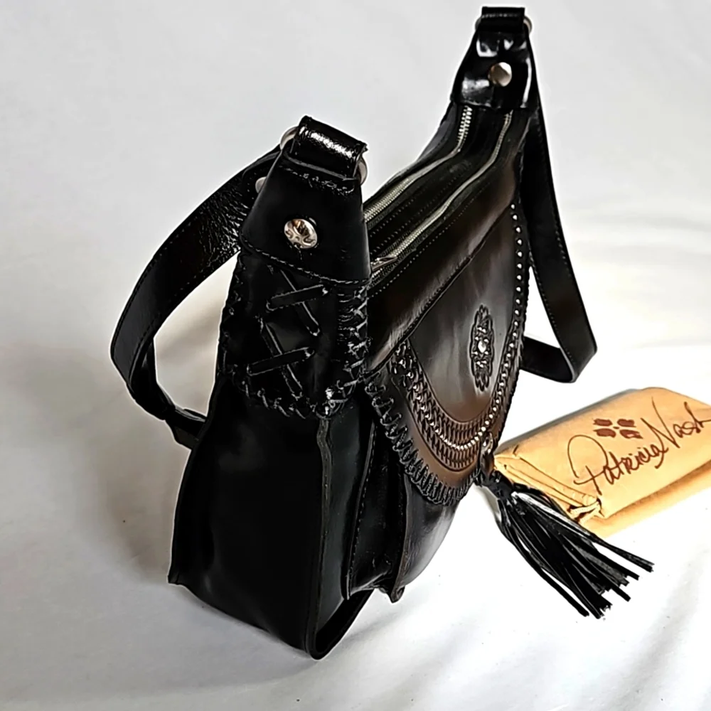 Patricia Nash vintage distressed leather Camila hobo shoulder bag.